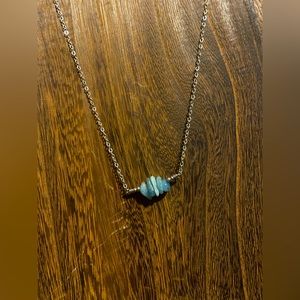 Genuine aquamarine stones on a silver chain dainty cluster necklace